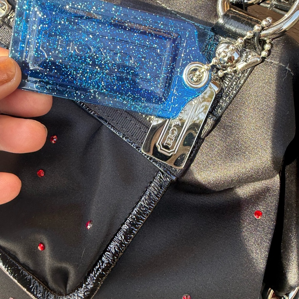 EUC Coach Poppy Satin Black Swarovski Crystals Limited Edition Rare Bucket Bag - Picture 4 of 13